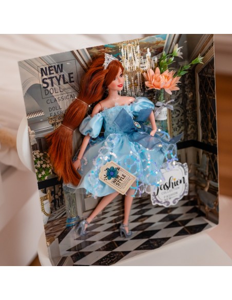 Emi doll in a blue dress - an elegant doll for girls Woopie