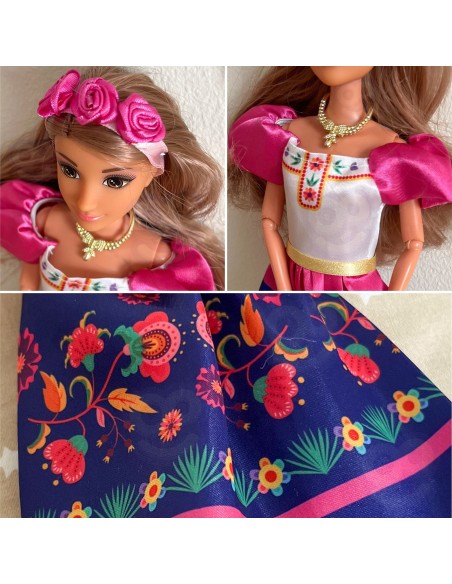 Lily Lalka Modowa Tradycyjny Strój Kwietny Wzór WOOPIE