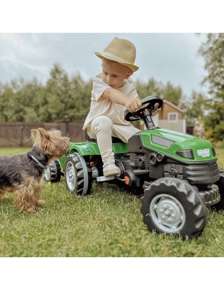Grüner Traktor mit Anhänger für Kinder – Garten-Spielzeug von Woopie