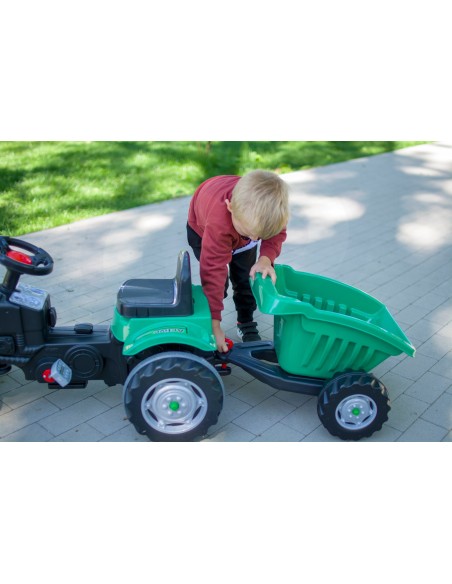 Green tractor with trailer for kids - Woopie garden toy