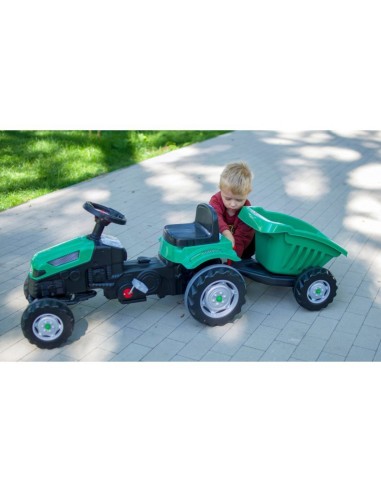 Green tractor with trailer for kids - Woopie garden toy