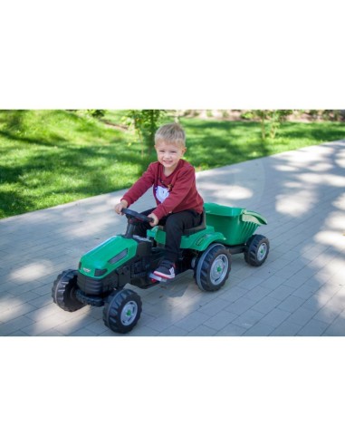 Green tractor with trailer for kids - Woopie garden toy
