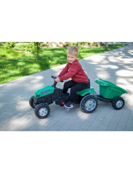 Green tractor with trailer for kids - Woopie garden toy