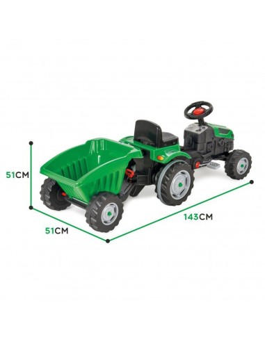 Green tractor with trailer for kids - Woopie garden toy