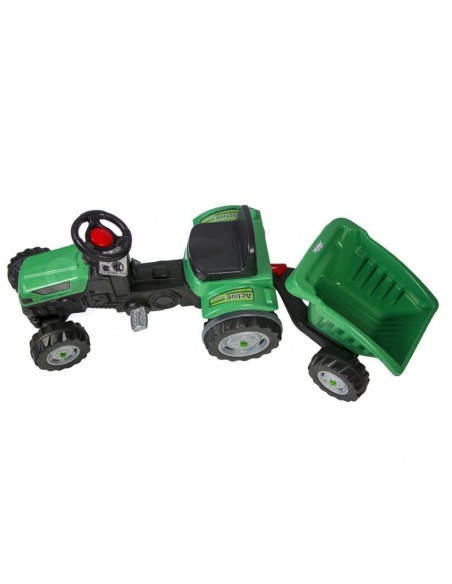 Green tractor with trailer for kids - Woopie garden toy