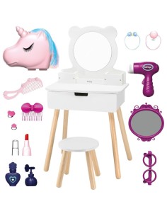 Großer weißer Kosmetiktisch mit Zubehör Viga – Set für Mädchen