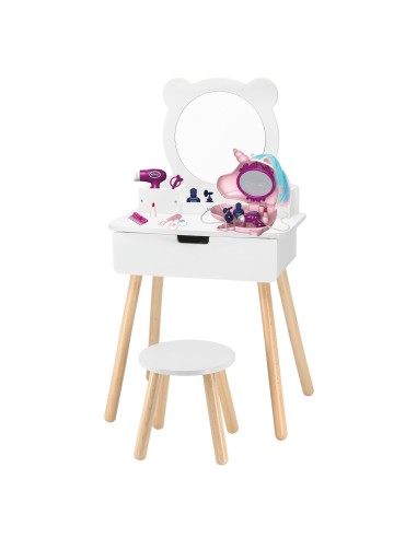 Large white dressing table with Viga accessories - set for small girls