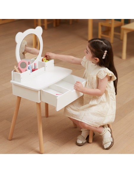 Großer weißer Kosmetiktisch mit Zubehör Viga – Set für Mädchen