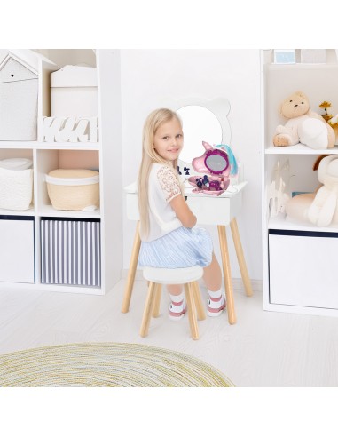 Großer weißer Kosmetiktisch mit Zubehör Viga – Set für Mädchen