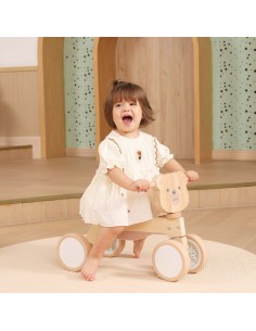 VIGA PolarB Wooden Brown Teddy Bear Ride-On with Soft Wheels 2
