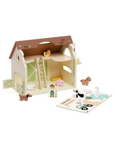 Drewniana Farma Vintage (Classic World)-Rozkładany Domek 17 el.