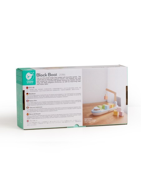 CLASSIC WORLD Drewniany Statek - Układanie Bloków 13 el.