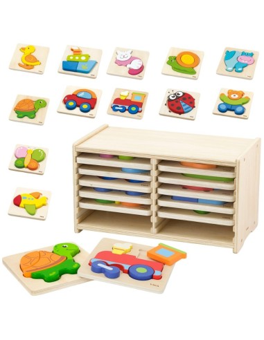 Drewniane puzzle w ramce Viga – kreatywna zabawa dla malucha i nauka