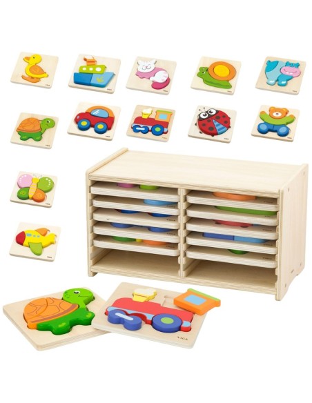 Drewniane puzzle w ramce Viga – kreatywna zabawa dla malucha i nauka
