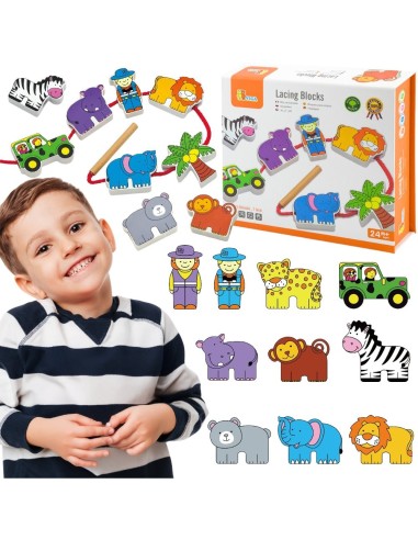 Klocki do nawlekania Safari i ZOO Viga – kreatywna zabawa dla malucha