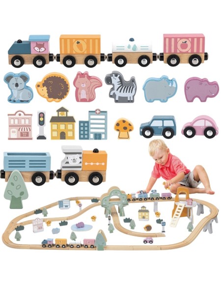 VIGA PolarB wooden train set 90 pieces - track for children