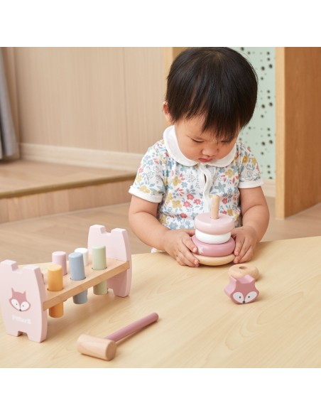 VIGA PolarB Wooden Pyramid and Punch-Out Montessori Fox