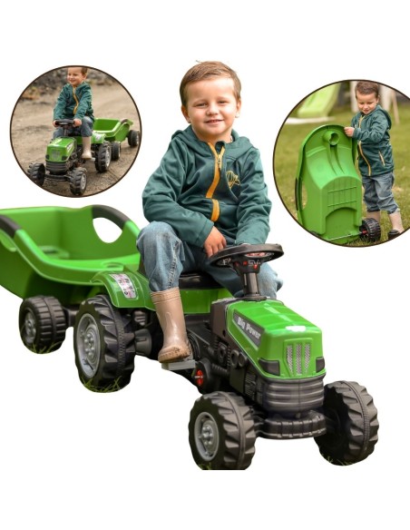 WOOPIE pedalinis traktorius „Big PowerTrac“ su XXL priekaba - Smagus žaidimas!