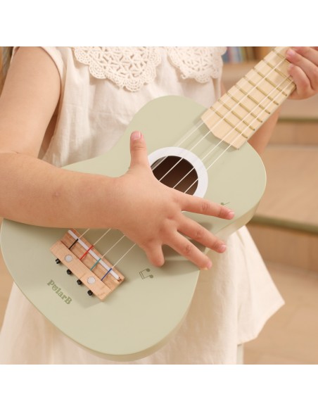 Viga medinė ukulele vaikams žalios su natomis