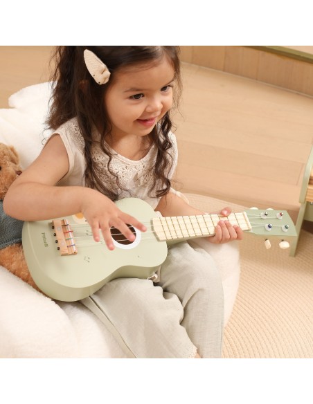Viga medinė ukulele vaikams žalios su natomis