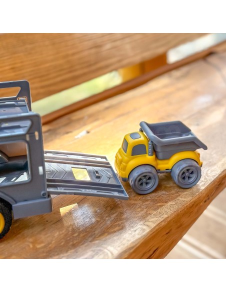 Set mit Baufahrzeugen – Lkw und Tieflader – WOOPIE