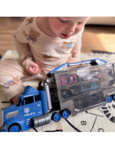 WOOPIE Police Truck 2 in 1 - Transporter and Car Track