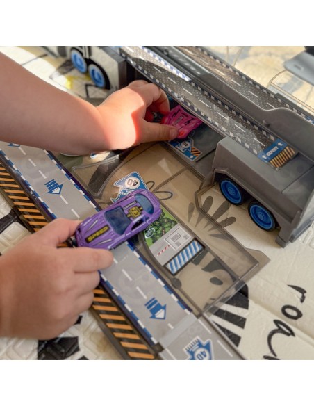 WOOPIE Police Truck 2 in 1 - Transporter and Car Track