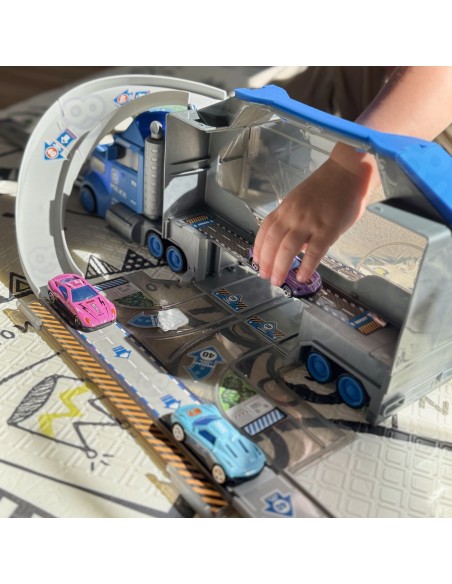 WOOPIE Police Truck 2 in 1 - Transporter and Car Track