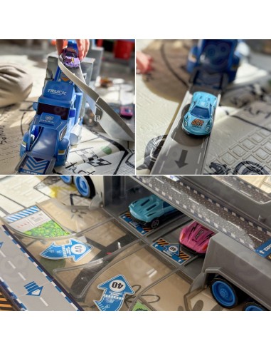 WOOPIE Police Truck 2 in 1 - Transporter and Car Track