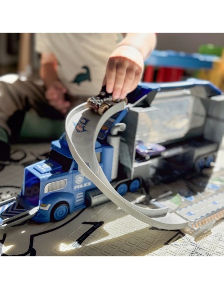 WOOPIE Police Truck 2 in 1 - Transporter and Car Track