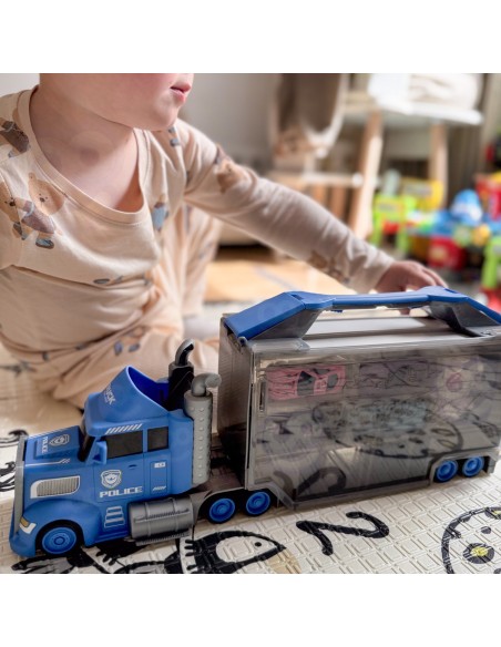 WOOPIE Police Truck 2 in 1 - Transporter and Car Track