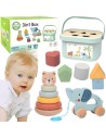 WOOPE GREEN Sorter Box 3in1 Blocks Pyramid Elephant FSC