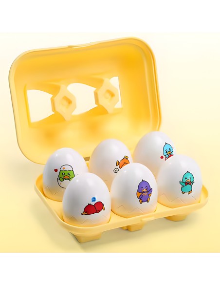 WOOPIE Sorter Montessori Steckspiel – Küken-Eier, 6 Stk – Spielzeug