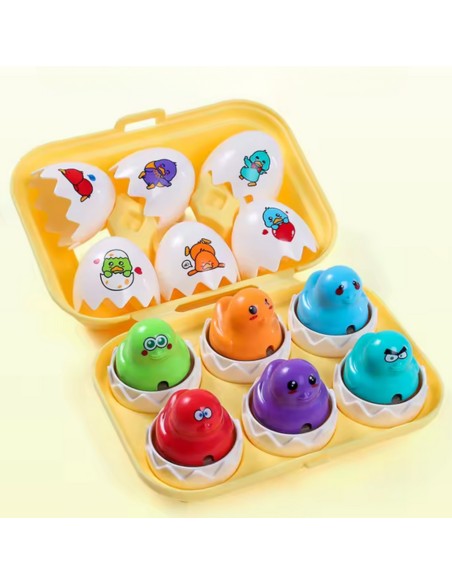 WOOPIE Sorter Montessori Steckspiel – Küken-Eier, 6 Stk – Spielzeug