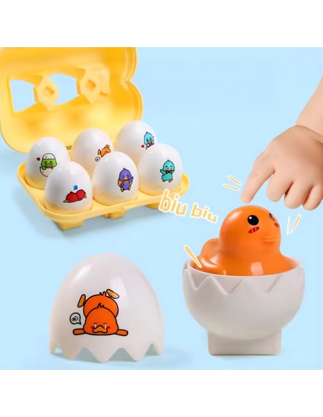 WOOPIE Sorter Montessori Steckspiel – Küken-Eier, 6 Stk – Spielzeug