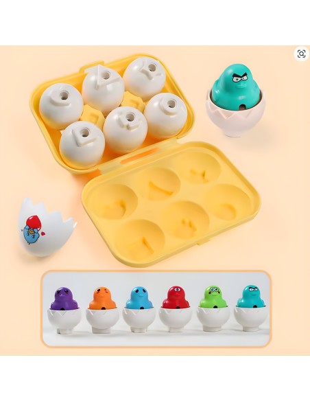 WOOPIE Sorter Montessori Steckspiel – Küken-Eier, 6 Stk – Spielzeug