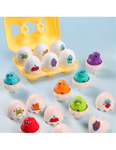 WOOPIE Sorter Montessori Steckspiel – Küken-Eier, 6 Stk – Spielzeug