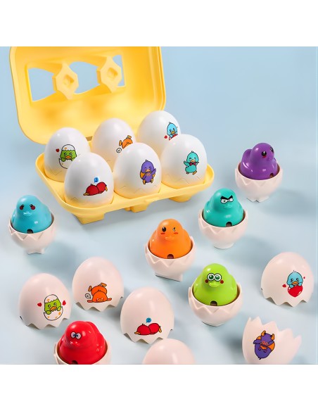 WOOPIE Sorter Montessori Steckspiel – Küken-Eier, 6 Stk – Spielzeug