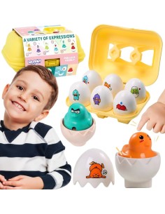 WOOPIE Sorter Montessori Steckspiel – Küken-Eier, 6 Stk – Spielzeug