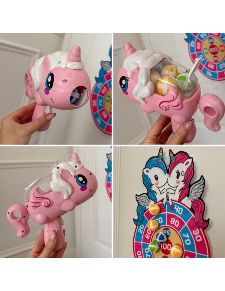 Woopie Geschicklichkeitsspiel Wurfspiele mit Klett 2in1 Einhorn