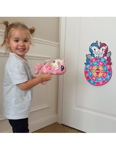 Woopie Geschicklichkeitsspiel Wurfspiele mit Klett 2in1 Einhorn