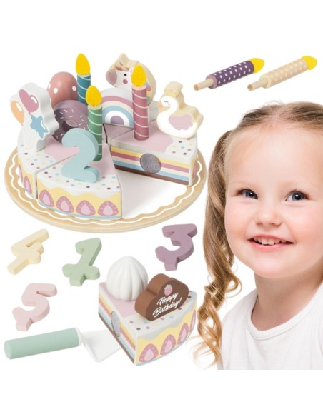 Drewniany Tort Urodzinowy Tooky Toy - Zabawka Edukacyjna do Zabawy