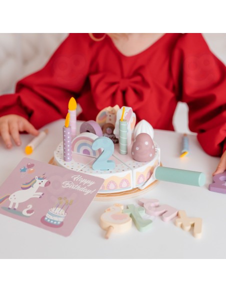 Drewniany Tort Urodzinowy Tooky Toy - Zabawka Edukacyjna do Zabawy