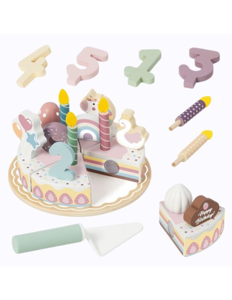 Drewniany Tort Urodzinowy Tooky Toy - Zabawka Edukacyjna do Zabawy