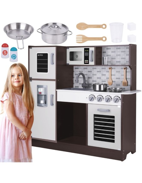 TOOKY TOY Wooden Kitchen with Accessories - Modern Design