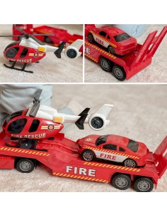 WOOPIE Zestaw Pojazdów Laweta Strażacka Helikopter Samochód Dźwięk Światła 2