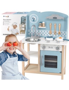 VIGA PolarB Wooden Kitchen with Accessories Silver - Blue 2