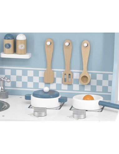 VIGA PolarB Wooden Kitchen with Accessories Silver - Blue