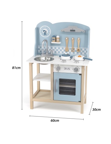 VIGA PolarB Wooden Kitchen with Accessories Silver - Blue