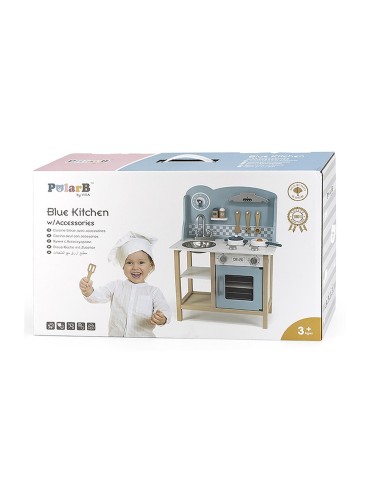 VIGA PolarB Wooden Kitchen with Accessories Silver - Blue